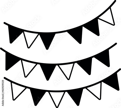 Hand drawn bunting flags festive celebration decoration