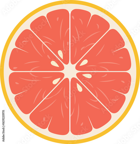 Vibrant grapefruit slice fresh citrus fruit