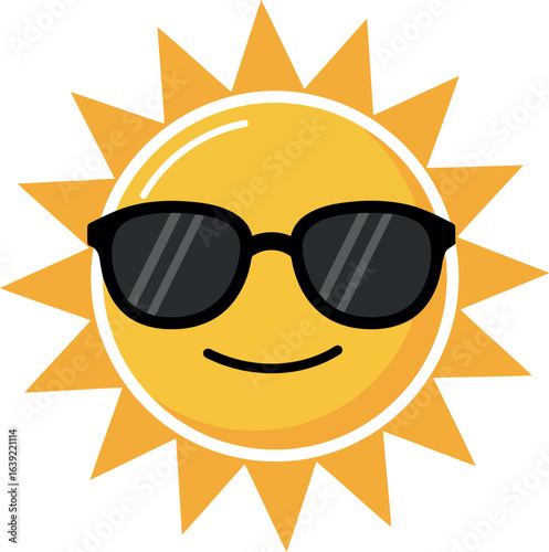 Cool sun emoji with sunglasses summer vibes