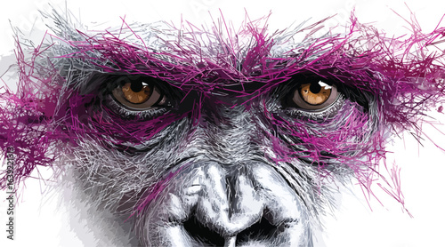 Gorilla face close up contemporary style
