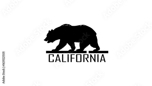 California bear symbol, black isolated silhouette