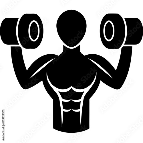 vector illustration of a man with a dumbbell