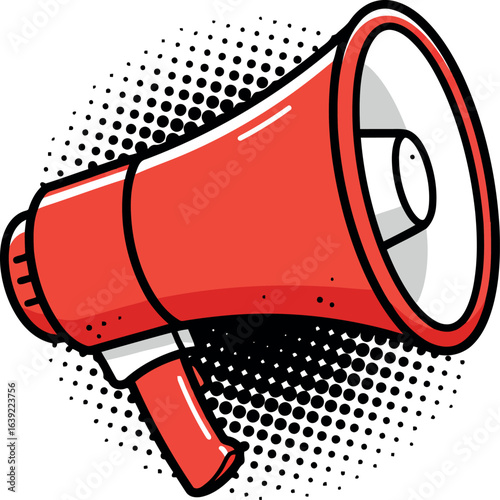 Red megaphone announcement pop art