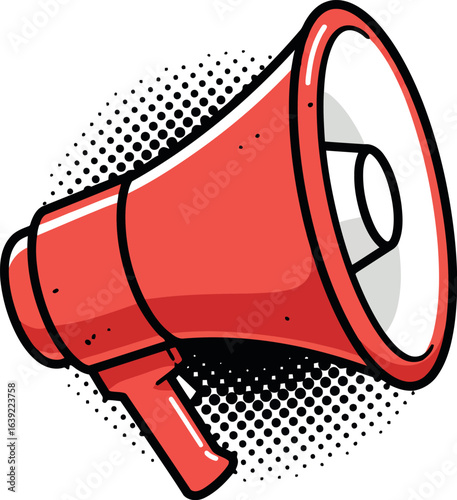 Red megaphone announcement pop art