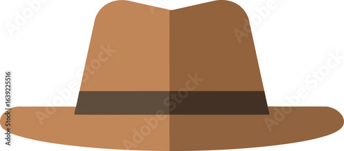 Brown fedora hat flat design icon