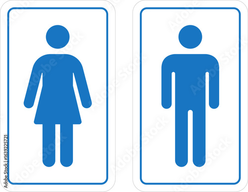 Toilet sign. Bathroom glyph icon, Washroom, Restroom, toilet sign printable public sign symbol man woman wc. Female or male WC door plate symbol. Printable sticker. Vector illustration.