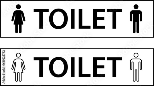 Toilet sign. Bathroom glyph icon, Washroom, Restroom, toilet sign printable public sign symbol man woman wc. Female or male WC door plate symbol. Printable sticker. Vector illustration.