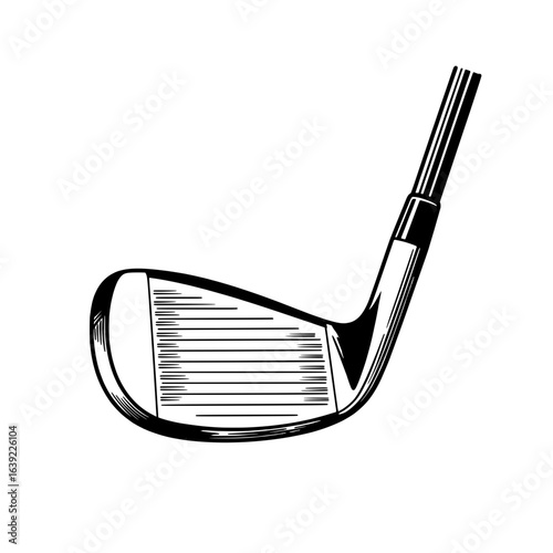 Precision in Play: Detailed illustration of a golf iron, emphasizing the elegant design and the focus required in this sport.