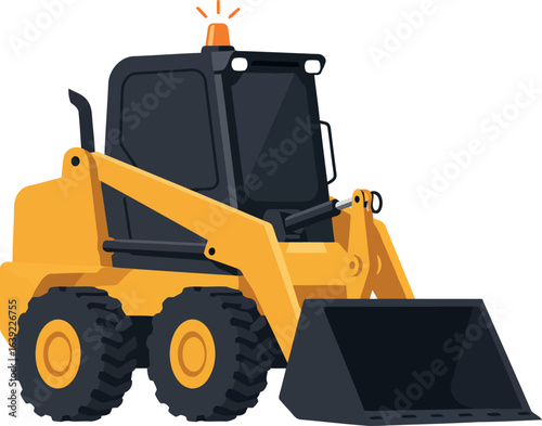 Yellow skid steer loader construction machine