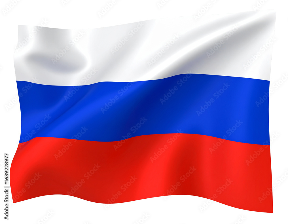 Fototapeta premium Flat Russian Flag in Horizontal Tricolor Format, isolated on a transparent background.