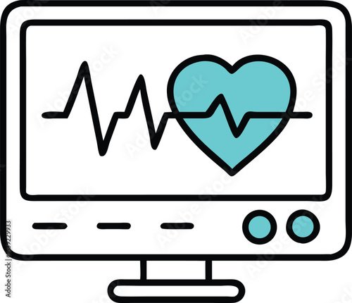 Cardiology Monitor Heartbeat Rhythm Display
