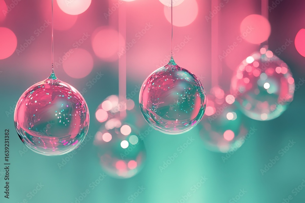 Fototapeta premium Hanging ornaments with soft, pastel colors.