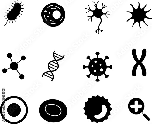 Biology and Microbiology Stroke Icon Collection.