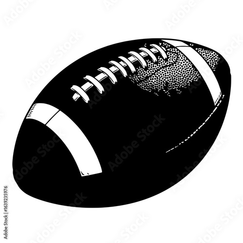 Football with Dynamic Details: A striking illustration captures the essence of a classic football, ready for the gridiron action. The design features a blend of bold black and pristine white.