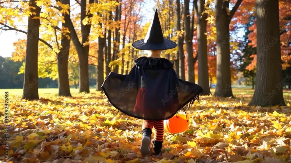 Petit sorcier dans une forêt d'automne