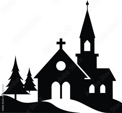church in the fog