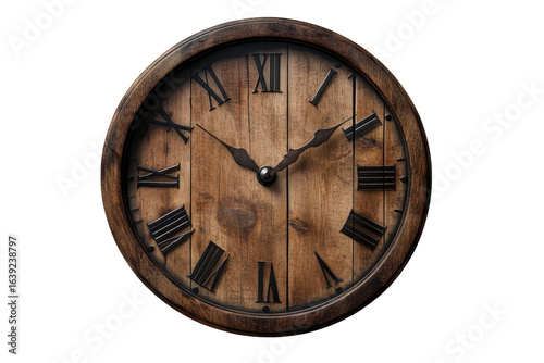 Wallpaper Mural Wooden clock with roman numerals on a transparent background showcasing classic design and craftsmanship for home decor or office use Torontodigital.ca