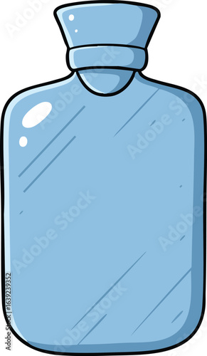 Blue glass bottle container with stopper cap simple hand drawn style vector illustration 