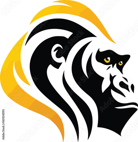 Gorilla head profile graphic design