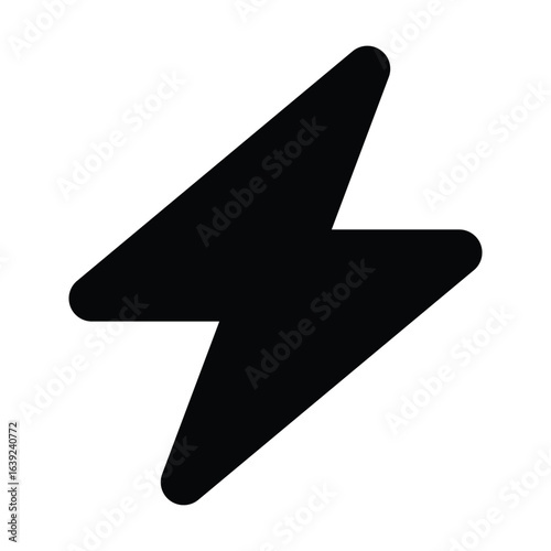 Solid zap icon for lightning, fast, or electric concepts.