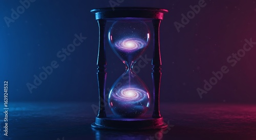 Cosmic hourglass symbolizes time, universe, and destiny