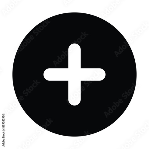 Solid plus icon to add, increase, or create new