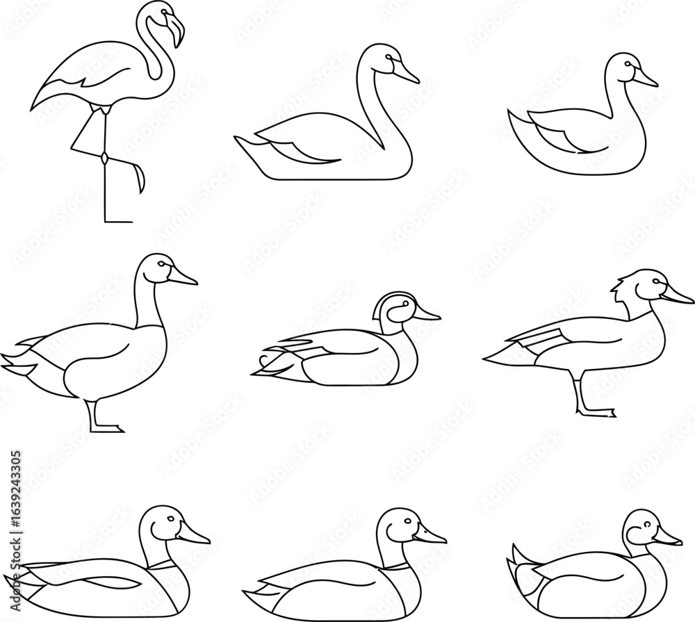 Fototapeta premium Detailed animal silhouette line art illustration isolated on white background