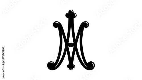 Auspice of Maria symbol, black isolated silhouette