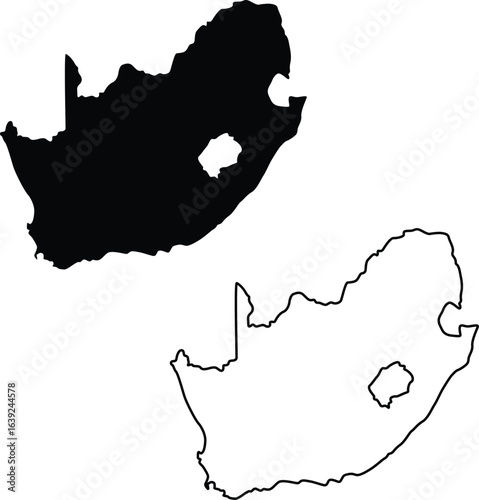 Map of South Africa Silhouette Flat and Outline Design