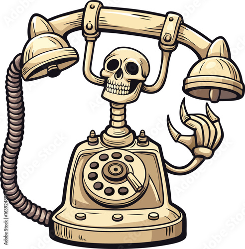Corporate Halloween Spooky Skeleton Rotary Phone Call
