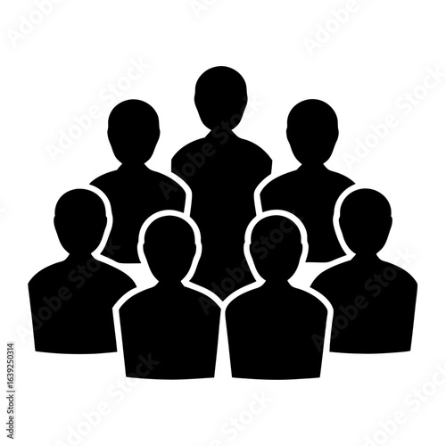 Group of people icon black silhouettes team community members collaboration together unity