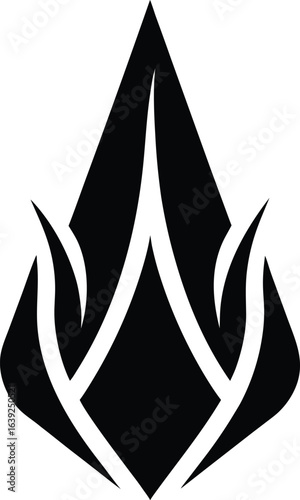 Sharp angular flame icon silhouette isolated on transparent background