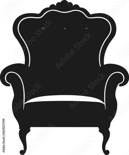black leather armchair on transparent background