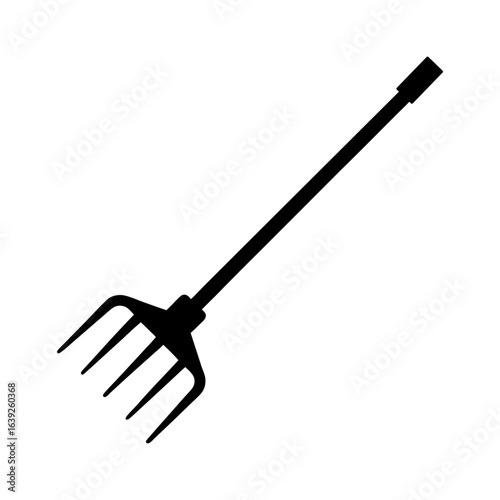 Silhouette of a hand rake or khurpi on white background gardening and farming hand tool icon  