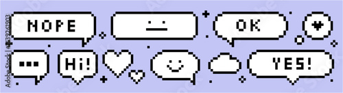 pixel speech bubble set, icons vector collection
