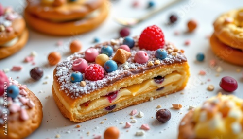 Wallpaper Mural Colorful Decorative Pastry with Raspberries and Candy Toppings Torontodigital.ca