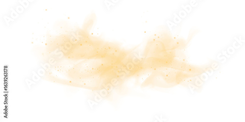 Ethereal Yellow Mist and Fog with Soft Smoke Swirls and Dust Explosion, Transparent Haze, and Dreamy Atmospheric Effect for Abstract Backgrounds