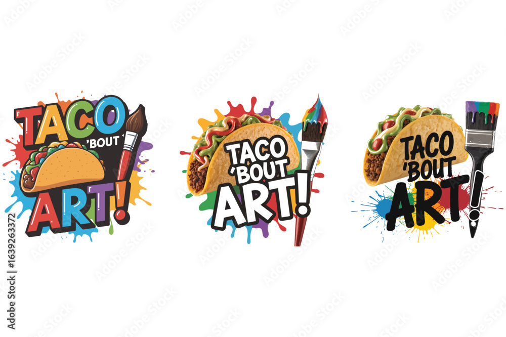 Fototapeta premium Taco art colorful paint splashes vector