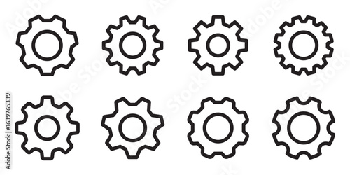 Gears vector icon set . Setting icon set. Setting, cogwheel, gear icon element set - Vector .  

