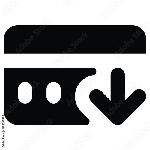 Solid credit card icon for payment, banking, and transactions