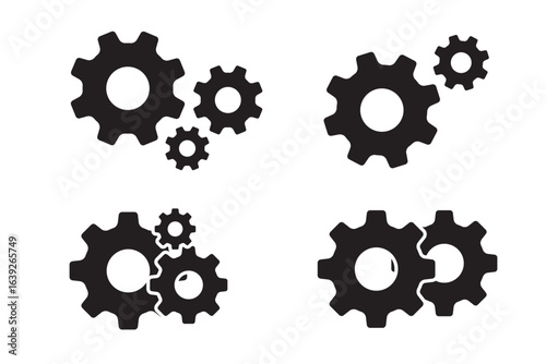 A set of gears. Silhouette of black gear icons. Vector illustration. eps 10