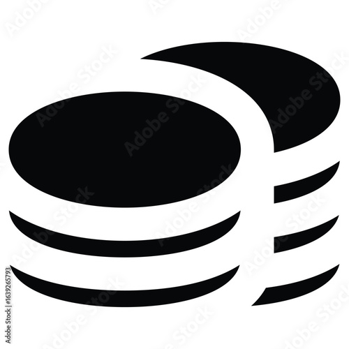 Solid coins icon for currency, money, and payments