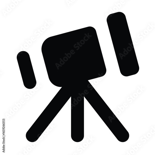 Solid telescope icon for astronomy and space observation