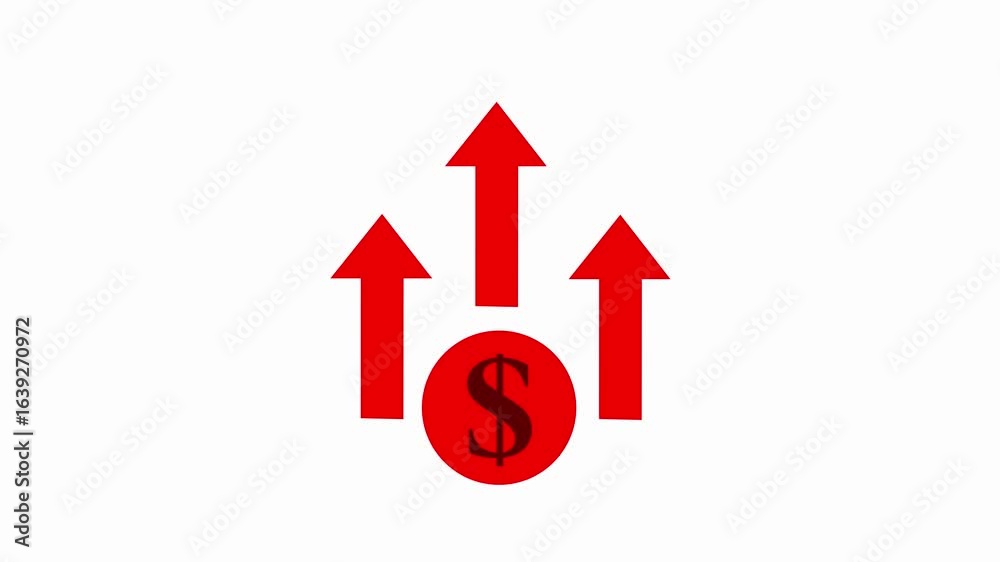 Financial Growth Concept with Dollar Symbol and Upward Red 3 Arrows on white Background.
Financial Growth Concept with Dollar Symbol and Upward Red 3 Arrows on white Background.