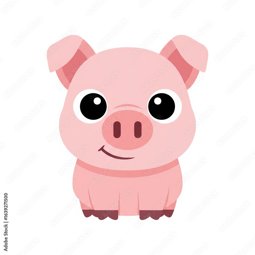 Cute Cartoon Pig Vector Illustration - Adorable Pink Piglet Character in Flat Design for Children's Art and Farm Graphics Cute Cartoon Pig Vector Illustration - Adorable Pink Piglet Character in Flat Design for Children's Art and Farm Graphics