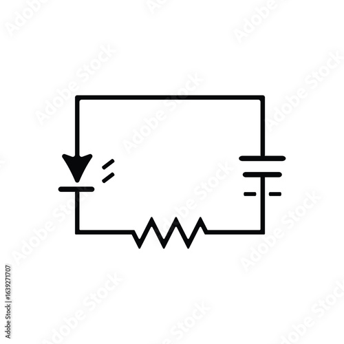 Simple electronic circuit diagram with led resistor and capacitor