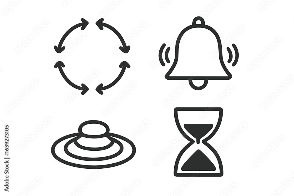 Photos Symbols representing concepts of time, alertness, and cycles in minimalist desig