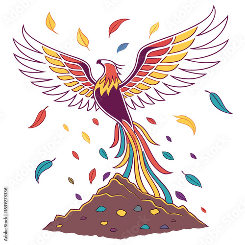An international day of remembrance and tribute to terrorism victims with a symbolic phoenix rising from colorful ashes of vector illustration 