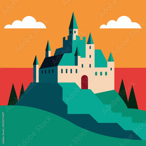 vector illustration of castle