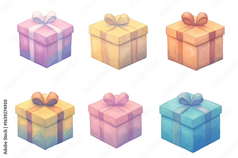 Fototapeta premium Colorful gift boxes arranged in a pleasing display showcasing various designs and colors on a transparent background